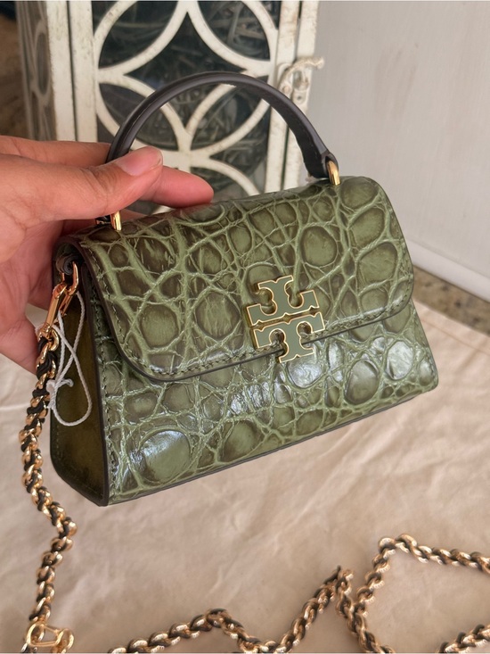 Tory Burch Handbags - New TORY BURCH BRITTEN EMBOSSED CROC MINI TOP HANDLE 175817 0126 SOFT IVY